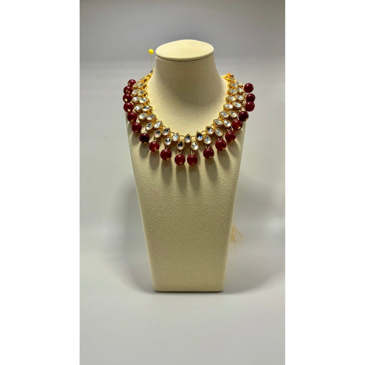 Kundan Choker-01 (maroon) - NajmaDesigns & Co.