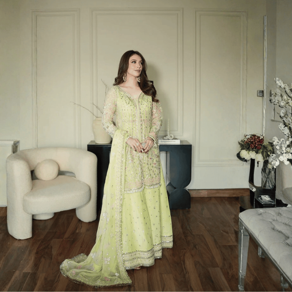 • Clothing: Embroidered/Printed suit for women - Made of best quality fabric - lawn or linen or chiffon - pure silk - Available at Najma Designs & Co. • Jewelry: Gold - plated stud earrings for