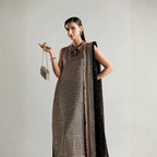 • Clothing: Embroidered/Printed suit for women - Made of best quality fabric - lawn or linen or chiffon - pure silk - Available at Najma Designs & Co. • Jewelry: Gold - plated stud earrings for