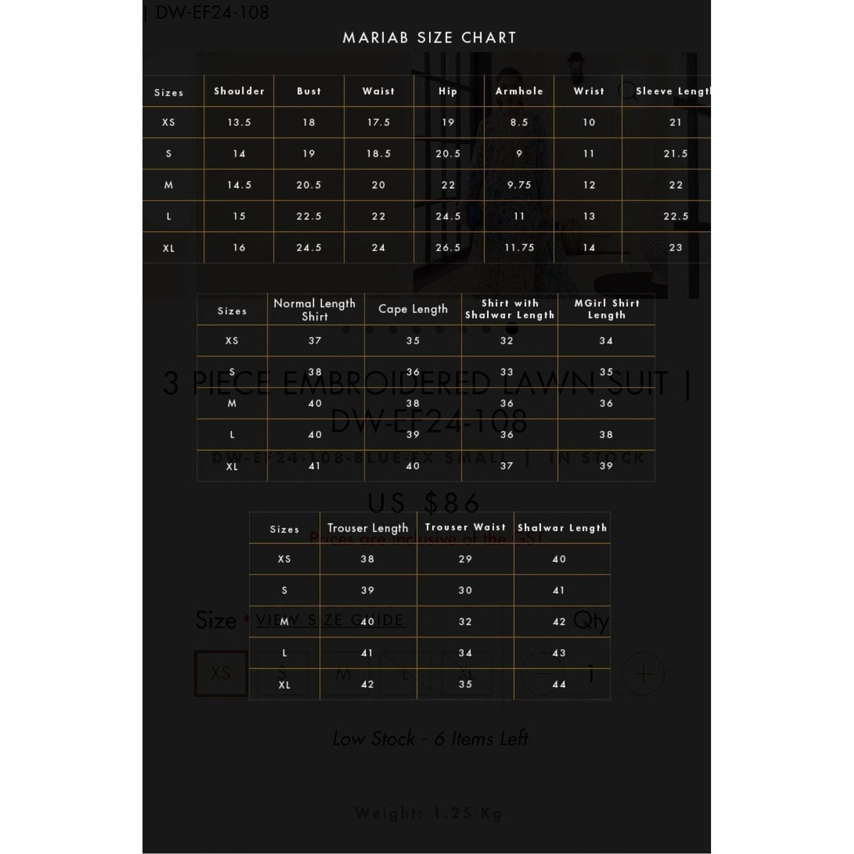 SIZE CHART 