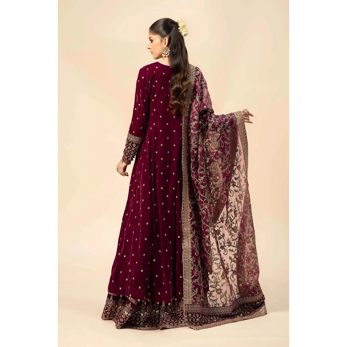 3 Piece Embroidered Velvet Suit | Stitched | Maria B.