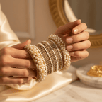 • Clothing: Embroidered/Printed suit for women - Made of best quality fabric - lawn or linen or chiffon - pure silk - Available at Najma Designs & Co. • Jewelry: Gold - plated stud earrings for