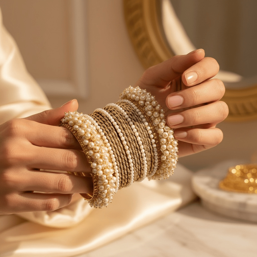 • Clothing: Embroidered/Printed suit for women - Made of best quality fabric - lawn or linen or chiffon - pure silk - Available at Najma Designs & Co. • Jewelry: Gold - plated stud earrings for