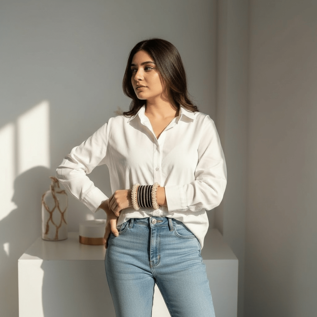 • Clothing: Embroidered/Printed suit for women - Made of best quality fabric - lawn or linen or chiffon - pure silk - Available at Najma Designs & Co. • Jewelry: Gold - plated stud earrings for