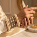 • Clothing: Embroidered/Printed suit for women - Made of best quality fabric - lawn or linen or chiffon - pure silk - Available at Najma Designs & Co. • Jewelry: Gold - plated stud earrings for