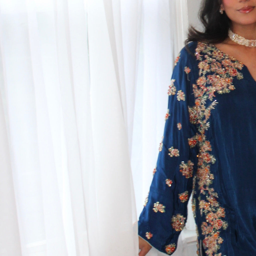 • Clothing: Embroidered/Printed suit for women - Made of best quality fabric - lawn or linen or chiffon - pure silk - Available at Najma Designs & Co. • Jewelry: Gold - plated stud earrings for