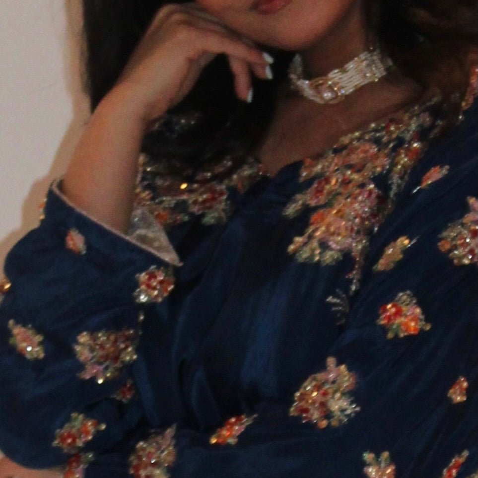 • Clothing: Embroidered/Printed suit for women - Made of best quality fabric - lawn or linen or chiffon - pure silk - Available at Najma Designs & Co. • Jewelry: Gold - plated stud earrings for