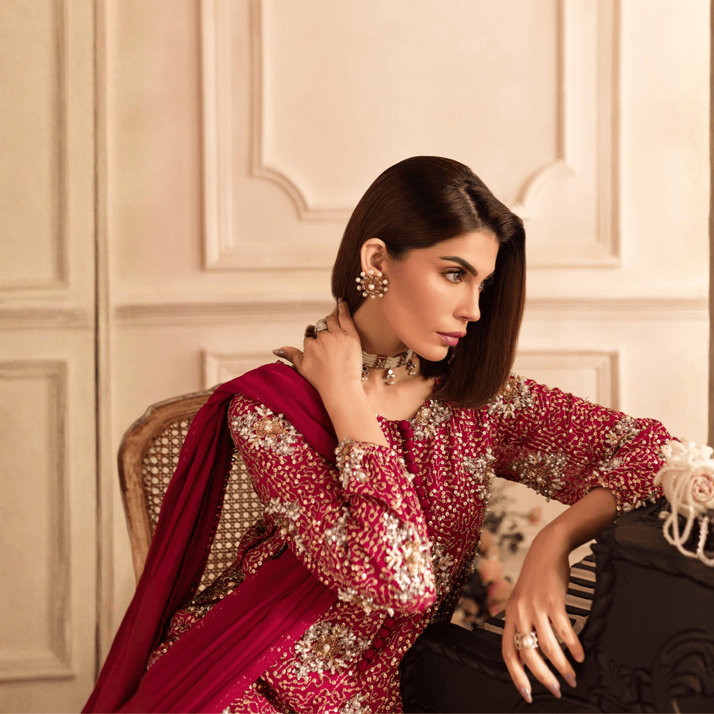 • Clothing: Embroidered/Printed suit for women - Made of best quality fabric - lawn or linen or chiffon - pure silk - Available at Najma Designs & Co. • Jewelry: Gold - plated stud earrings for