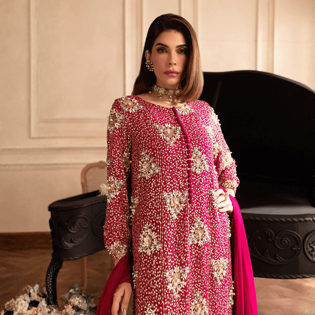 • Clothing: Embroidered/Printed suit for women - Made of best quality fabric - lawn or linen or chiffon - pure silk - Available at Najma Designs & Co. • Jewelry: Gold - plated stud earrings for