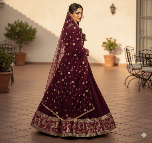 • Clothing: Embroidered/Printed suit for women - Made of best quality fabric - lawn or linen or chiffon - pure silk - Available at Najma Designs & Co. • Jewelry: Gold - plated stud earrings for