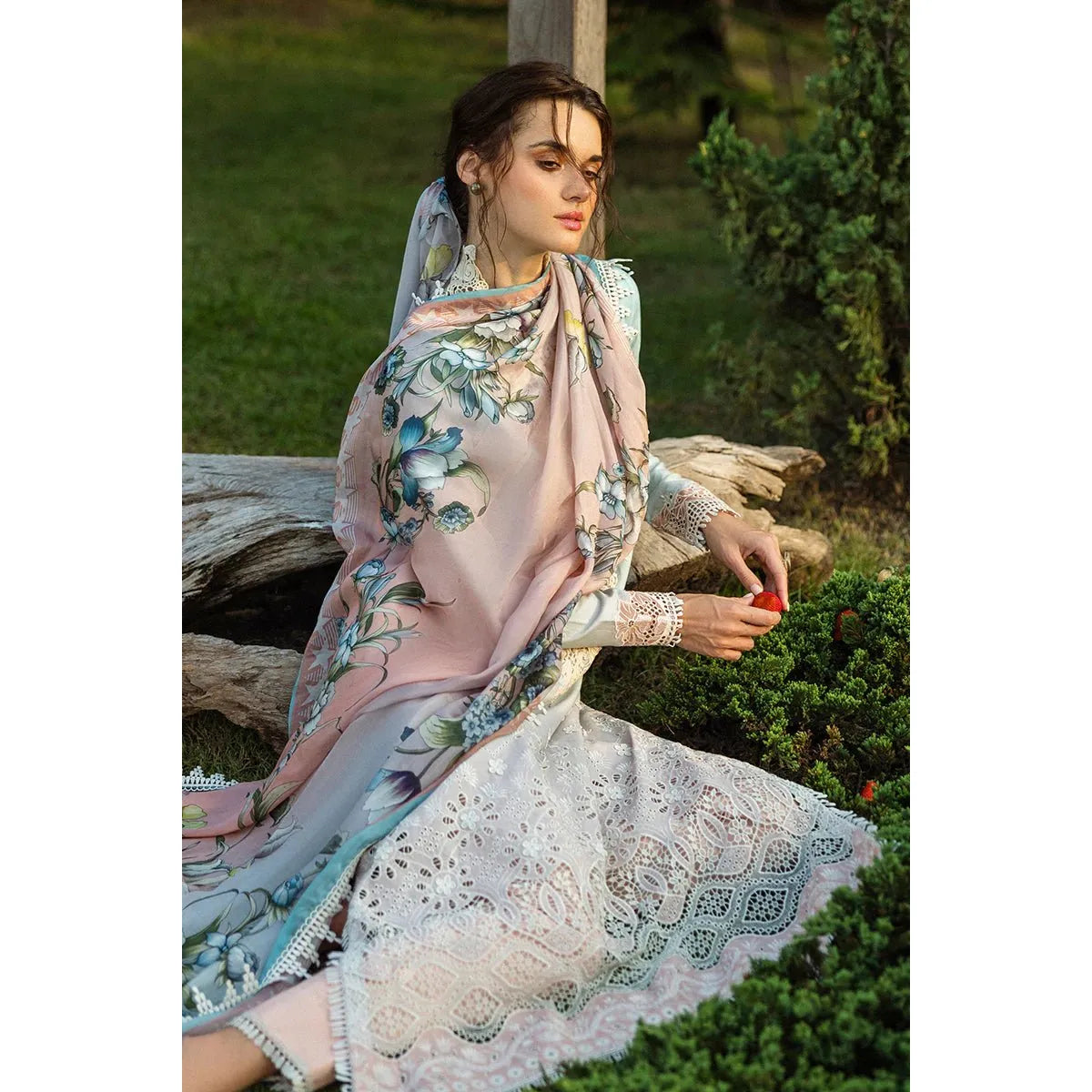 • Clothing: Embroidered/Printed suit for women - Made of best quality fabric - lawn or linen or chiffon - pure silk - Available at Najma Designs & Co. • Jewelry: Gold - plated stud earrings for