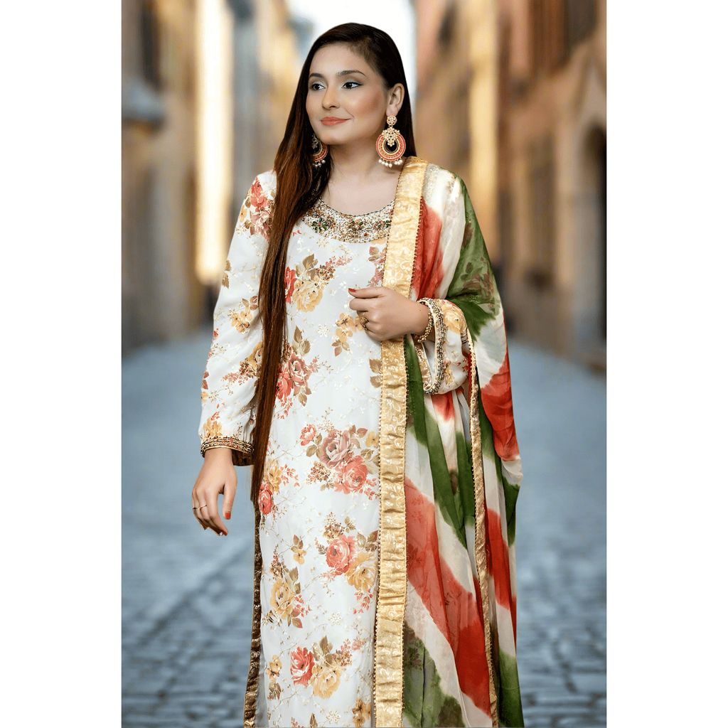 Naqshi work on Embroidery Chiffon - NajmaDesigns & Co.