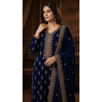 • Clothing: Embroidered/Printed suit for women - Made of best quality fabric - lawn or linen or chiffon - pure silk - Available at Najma Designs & Co. • Jewelry: Gold - plated stud earrings for