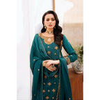 • Clothing: Embroidered/Printed suit for women - Made of best quality fabric - lawn or linen or chiffon - pure silk - Available at Najma Designs & Co. • Jewelry: Gold - plated stud earrings for