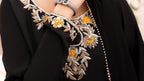 • Clothing: Embroidered/Printed suit for women - Made of best quality fabric - lawn or linen or chiffon - pure silk - Available at Najma Designs & Co. • Jewelry: Gold - plated stud earrings for
