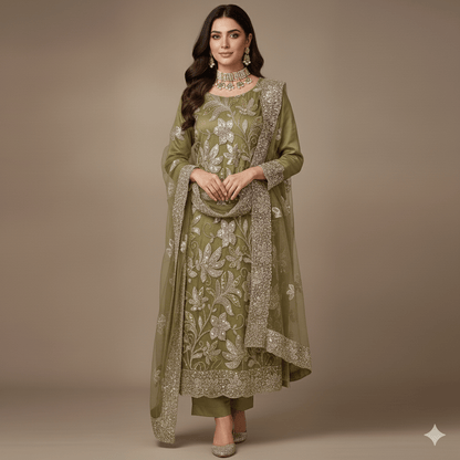 • Clothing: Embroidered/Printed suit for women - Made of best quality fabric - lawn or linen or chiffon - pure silk - Available at Najma Designs & Co. • Jewelry: Gold - plated stud earrings for