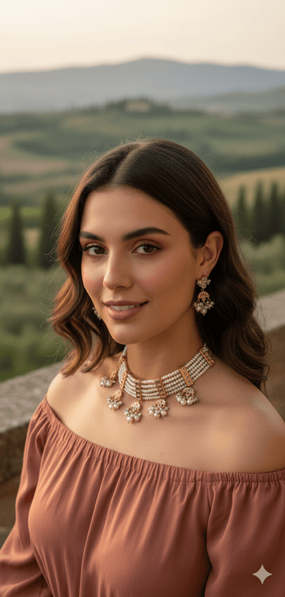 • Clothing: Embroidered/Printed suit for women - Made of best quality fabric - lawn or linen or chiffon - pure silk - Available at Najma Designs & Co. • Jewelry: Gold - plated stud earrings for