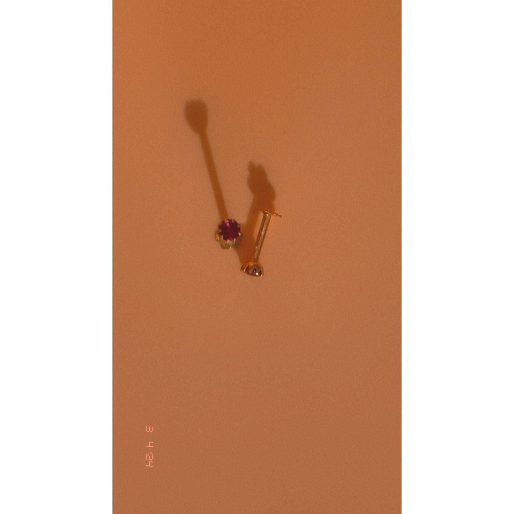 Nose Stud- 21K Gold-Dark Pink