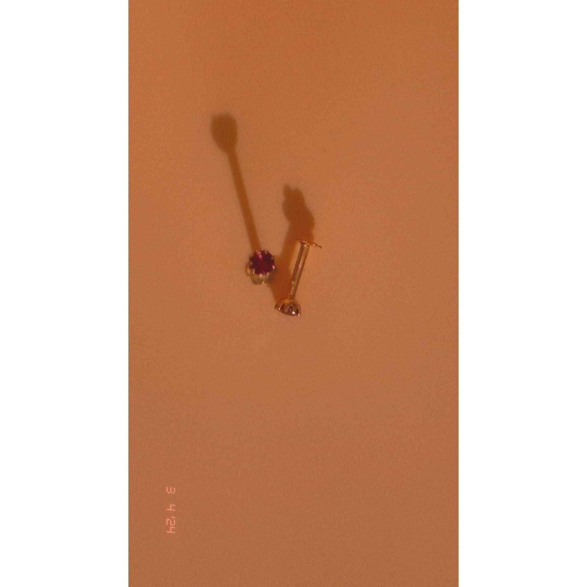 Nose Stud- 21K Gold-Dark Pink