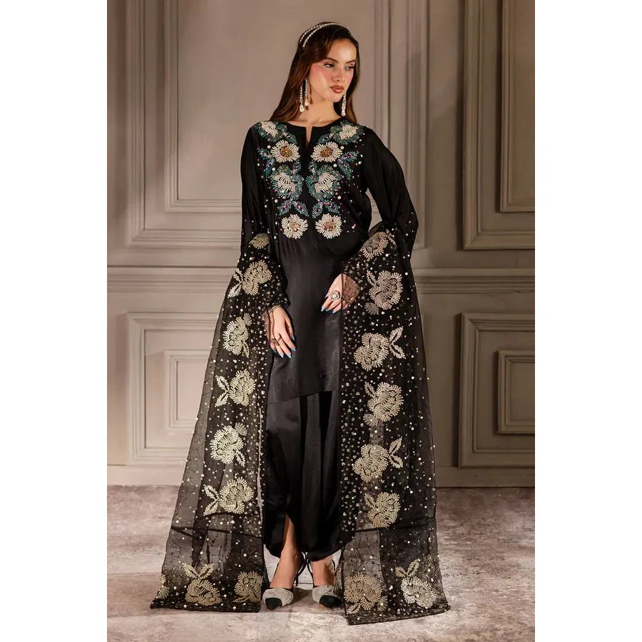 • Clothing: Embroidered/Printed suit for women - Made of best quality fabric - lawn or linen or chiffon - pure silk - Available at Najma Designs & Co. • Jewelry: Gold - plated stud earrings for