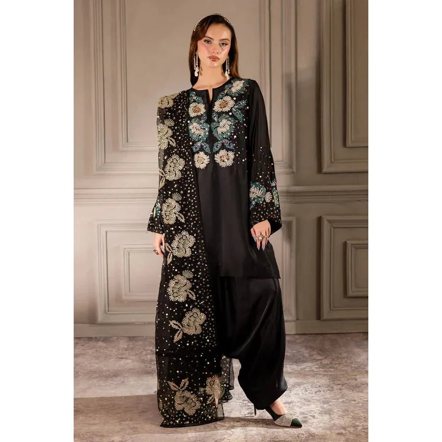 • Clothing: Embroidered/Printed suit for women - Made of best quality fabric - lawn or linen or chiffon - pure silk - Available at Najma Designs & Co. • Jewelry: Gold - plated stud earrings for