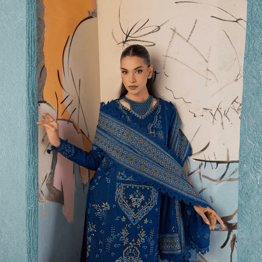 • Clothing: Embroidered/Printed suit for women - Made of best quality fabric - lawn or linen or chiffon - pure silk - Available at Najma Designs & Co. • Jewelry: Gold - plated stud earrings for