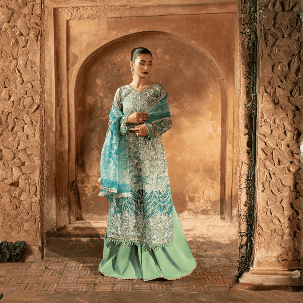 • Clothing: Embroidered/Printed suit for women - Made of best quality fabric - lawn or linen or chiffon - pure silk - Available at Najma Designs & Co. • Jewelry: Gold - plated stud earrings for