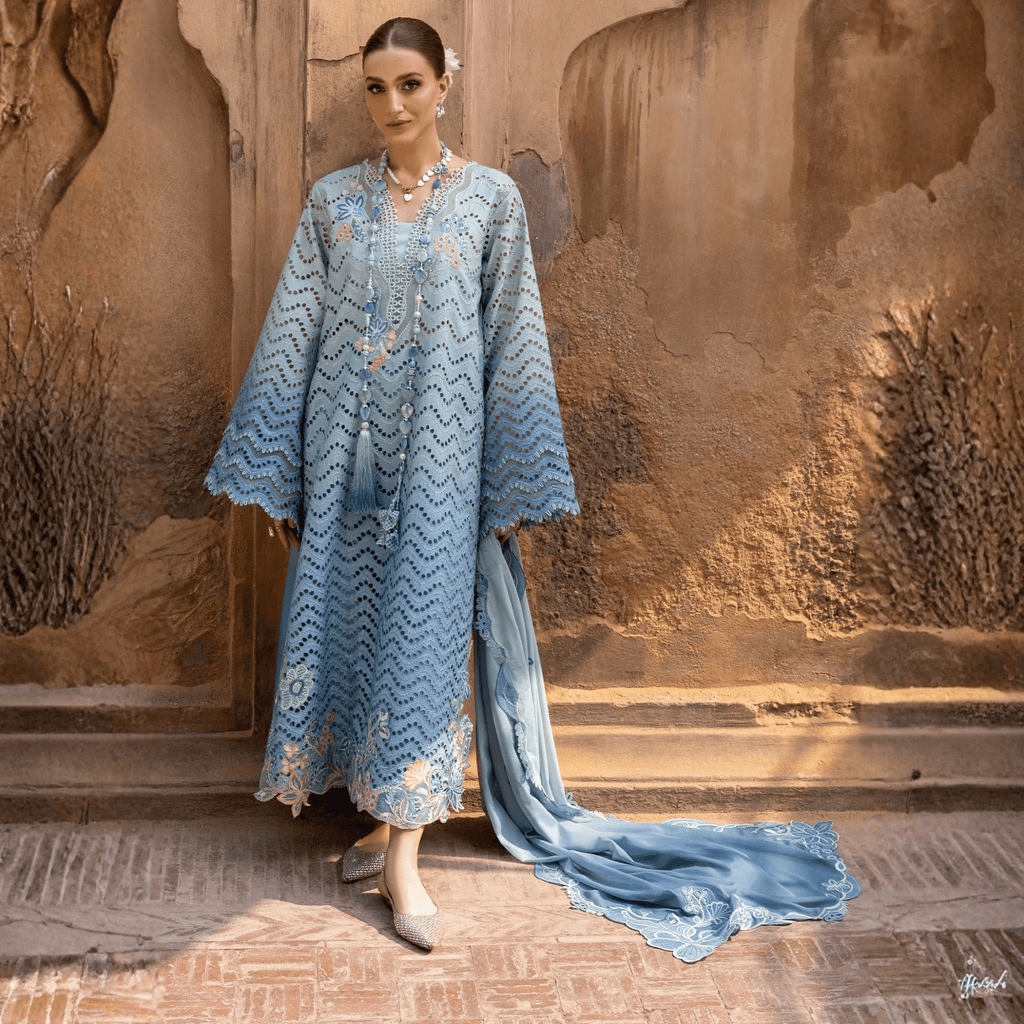 • Clothing: Embroidered/Printed suit for women - Made of best quality fabric - lawn or linen or chiffon - pure silk - Available at Najma Designs & Co. • Jewelry: Gold - plated stud earrings for