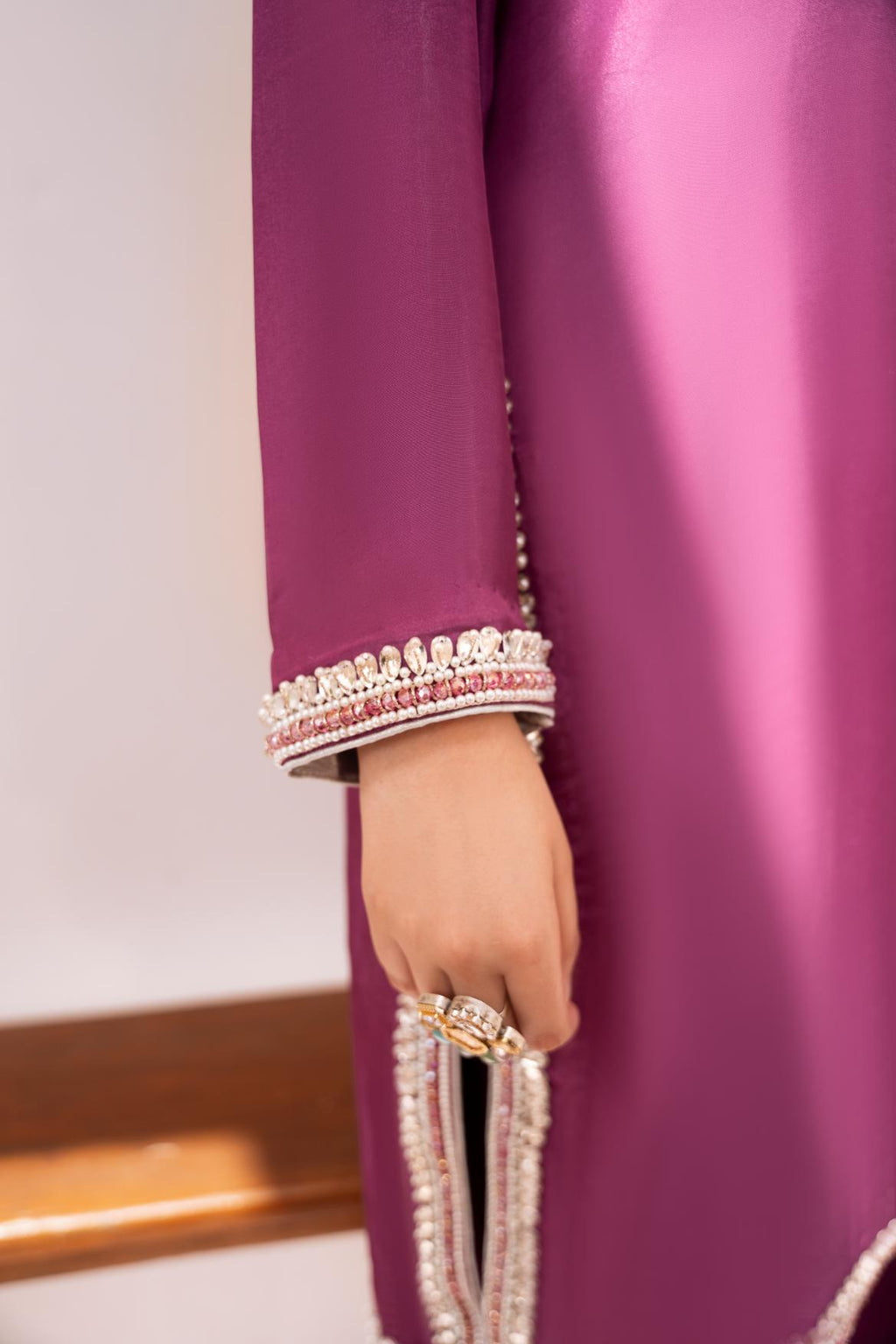 • Clothing: Embroidered/Printed suit for women - Made of best quality fabric - lawn or linen or chiffon - pure silk - Available at Najma Designs & Co. • Jewelry: Gold - plated stud earrings for