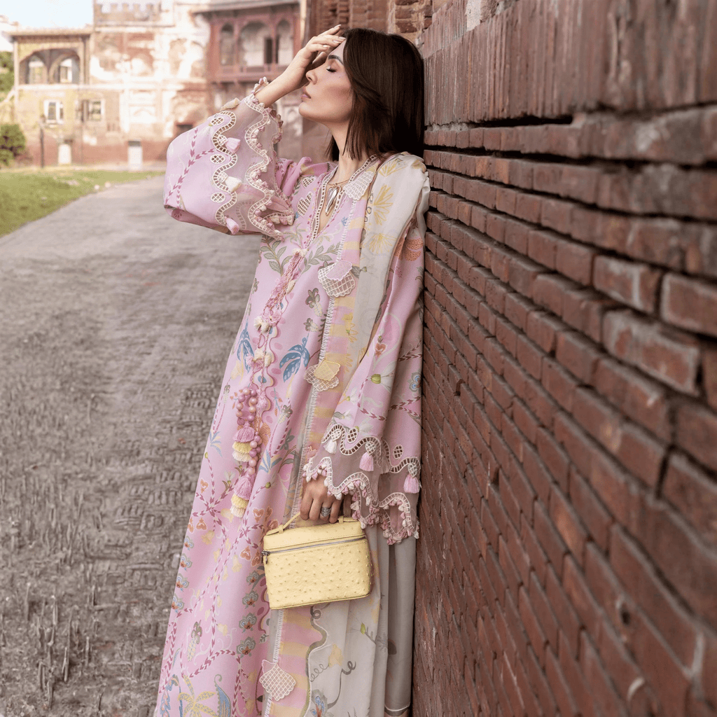 • Clothing: Embroidered/Printed suit for women - Made of best quality fabric - lawn or linen or chiffon - pure silk - Available at Najma Designs & Co. • Jewelry: Gold - plated stud earrings for