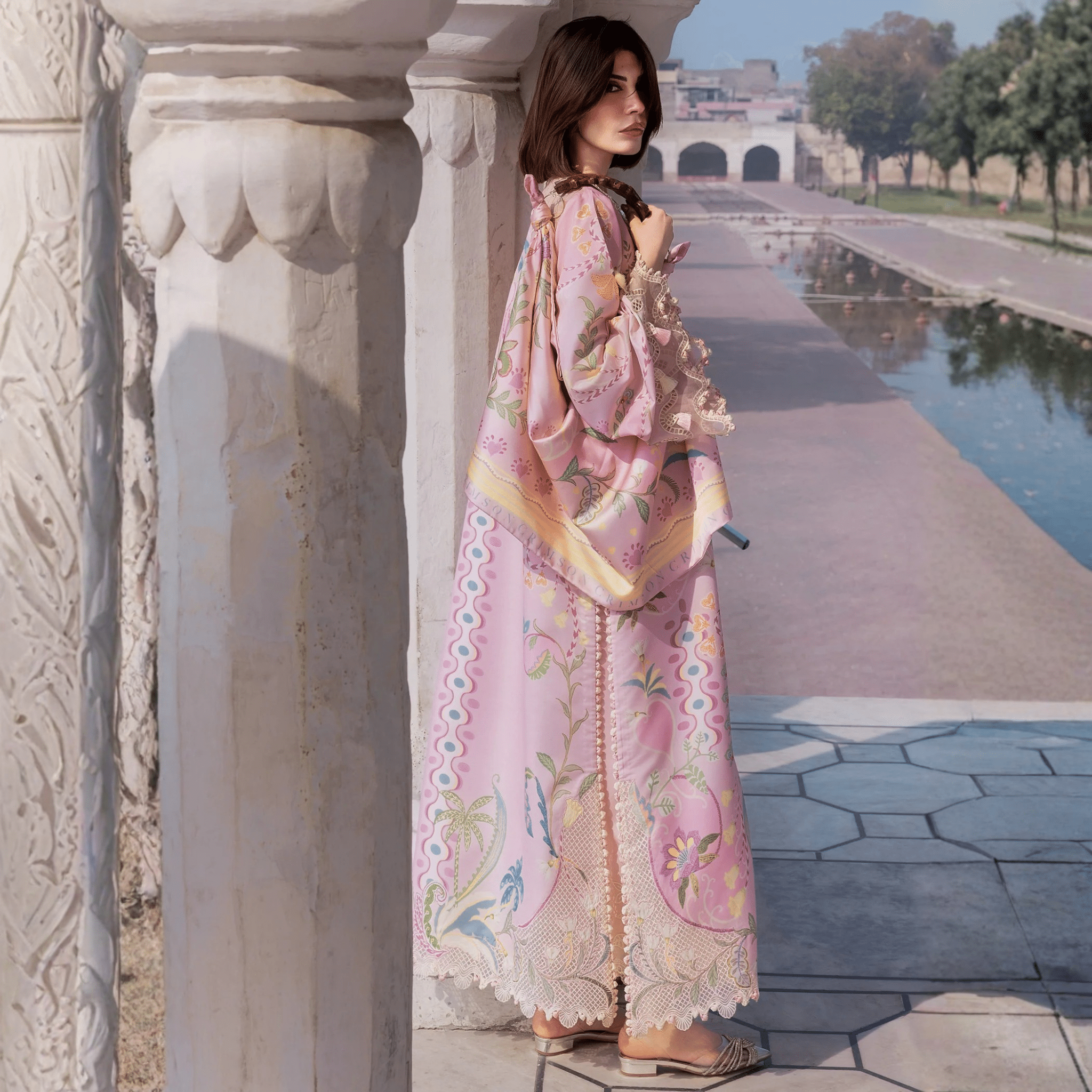 • Clothing: Embroidered/Printed suit for women - Made of best quality fabric - lawn or linen or chiffon - pure silk - Available at Najma Designs & Co. • Jewelry: Gold - plated stud earrings for
