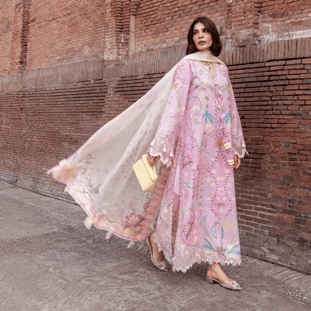 • Clothing: Embroidered/Printed suit for women - Made of best quality fabric - lawn or linen or chiffon - pure silk - Available at Najma Designs & Co. • Jewelry: Gold - plated stud earrings for