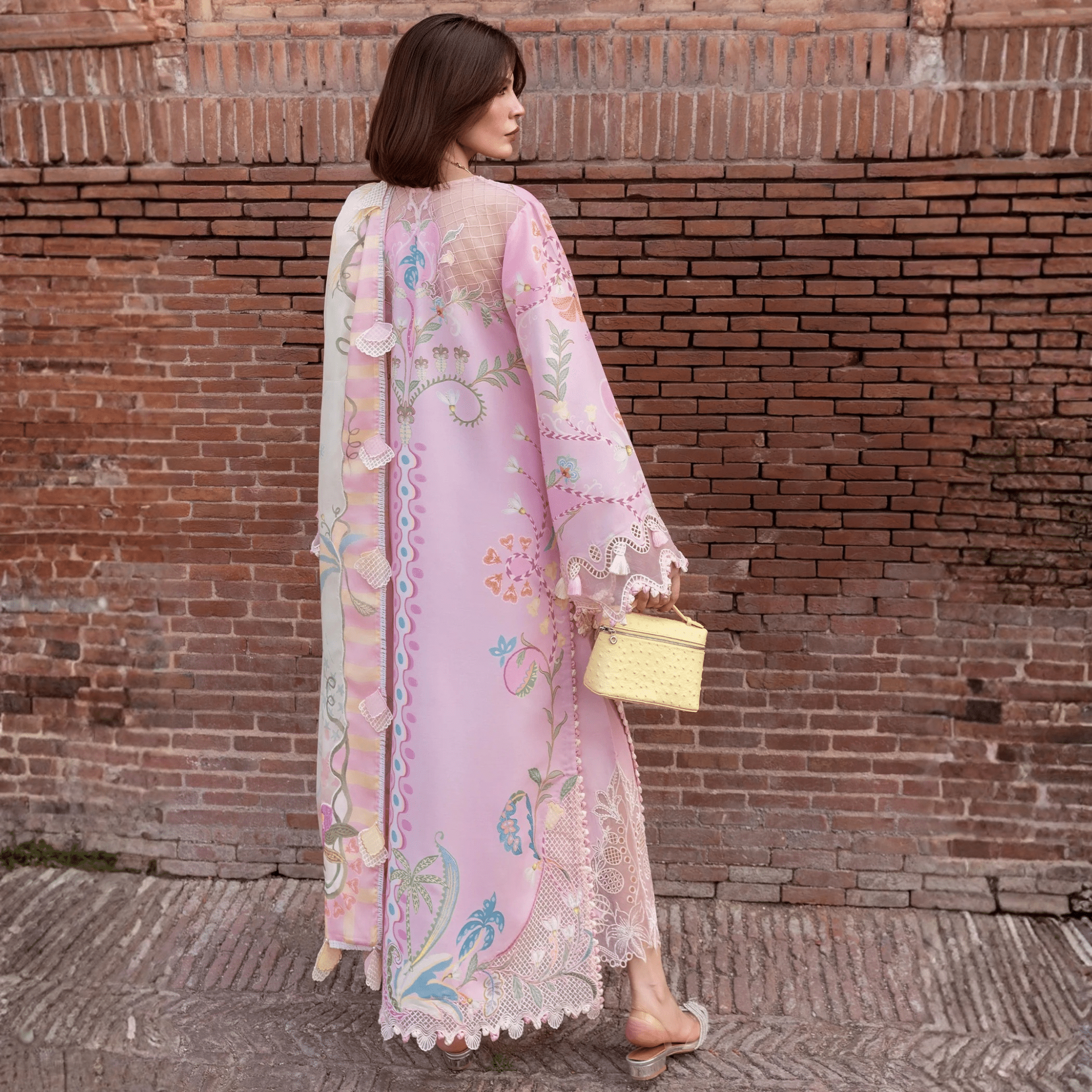 • Clothing: Embroidered/Printed suit for women - Made of best quality fabric - lawn or linen or chiffon - pure silk - Available at Najma Designs & Co. • Jewelry: Gold - plated stud earrings for