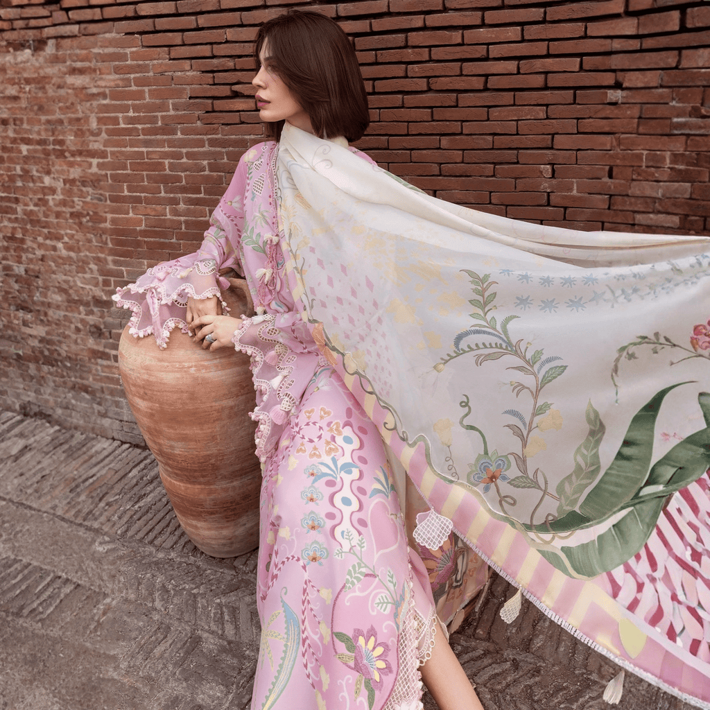 • Clothing: Embroidered/Printed suit for women - Made of best quality fabric - lawn or linen or chiffon - pure silk - Available at Najma Designs & Co. • Jewelry: Gold - plated stud earrings for