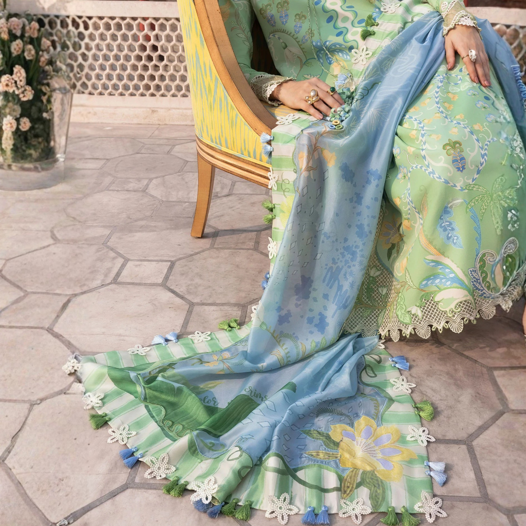 • Clothing: Embroidered/Printed suit for women - Made of best quality fabric - lawn or linen or chiffon - pure silk - Available at Najma Designs & Co. • Jewelry: Gold - plated stud earrings for