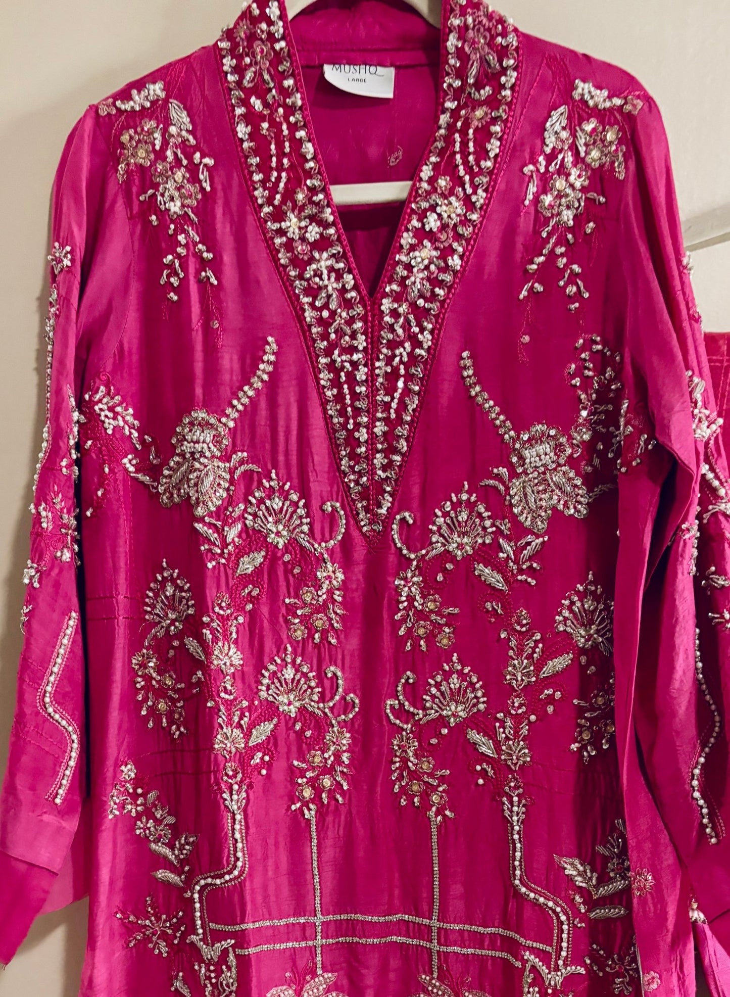 • Clothing: Embroidered/Printed suit for women - Made of best quality fabric - lawn or linen or chiffon - pure silk - Available at Najma Designs & Co. • Jewelry: Gold - plated stud earrings for