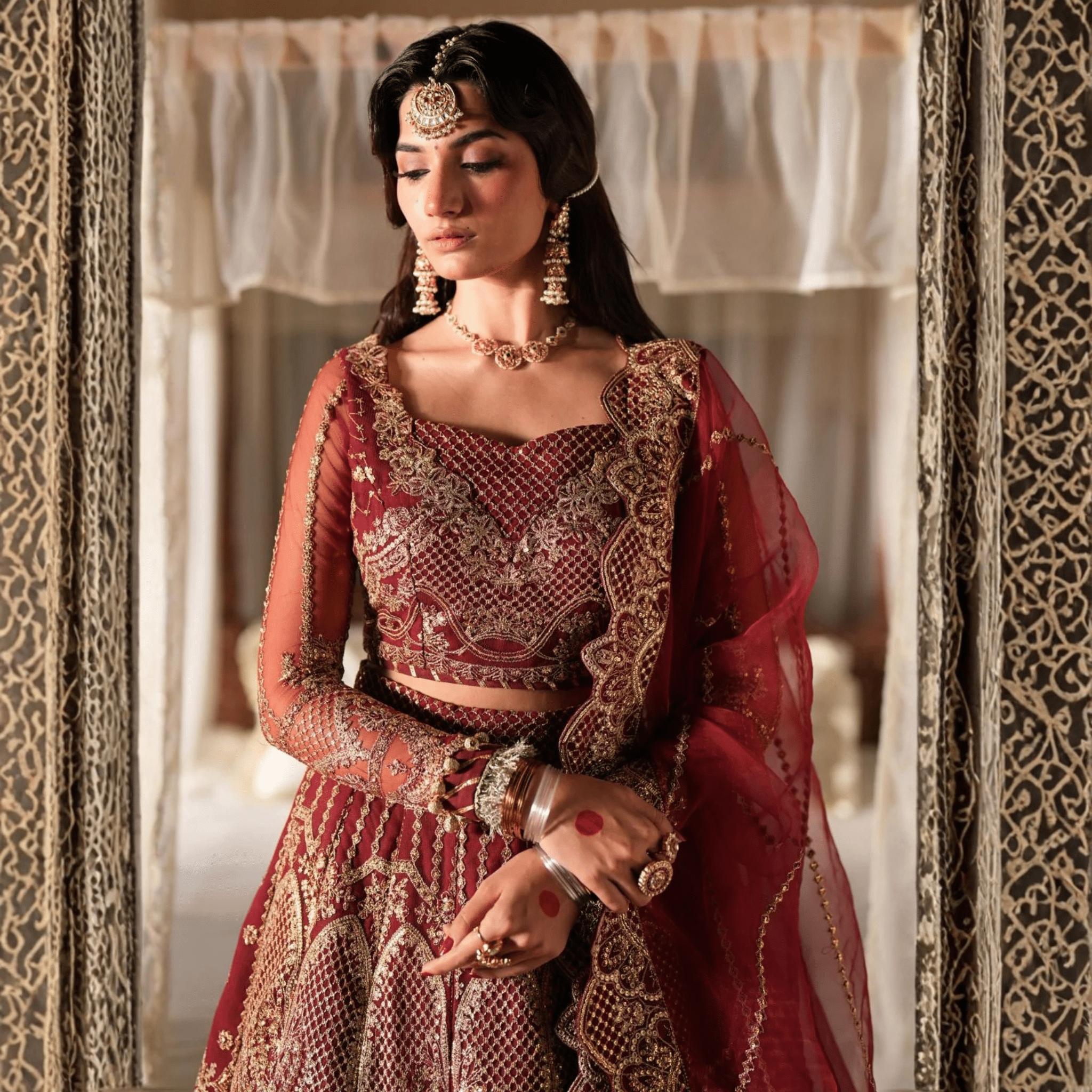 • Clothing: Embroidered/Printed suit for women - Made of best quality fabric - lawn or linen or chiffon - pure silk - Available at Najma Designs & Co. • Jewelry: Gold - plated stud earrings for
