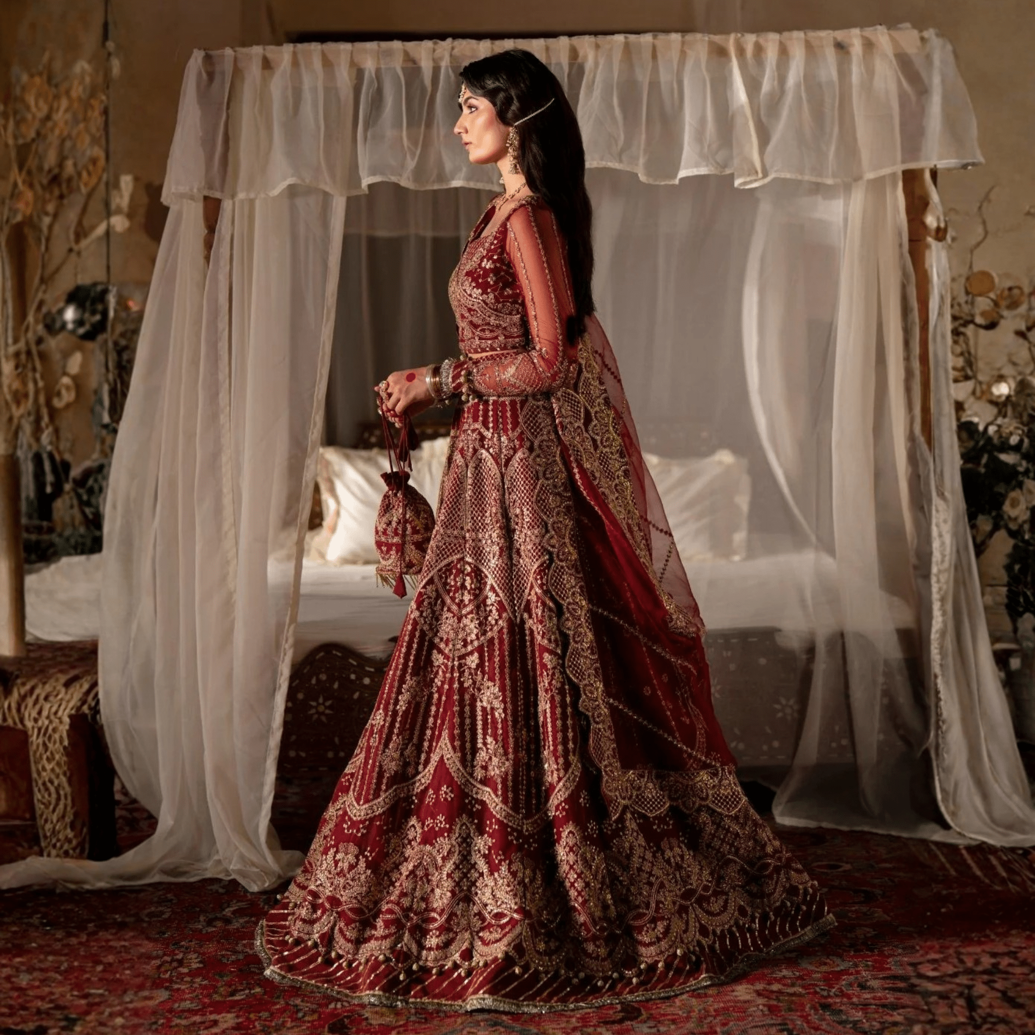 • Clothing: Embroidered/Printed suit for women - Made of best quality fabric - lawn or linen or chiffon - pure silk - Available at Najma Designs & Co. • Jewelry: Gold - plated stud earrings for