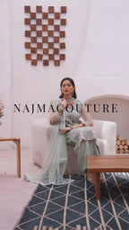 NajmaCouture | Sage Serenity – Green Net Suit with All-Over Tilla, Dabka, Naqshi & Crystal Hand Embroidery