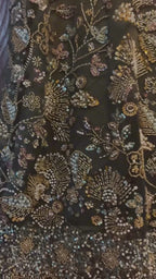 NajmaCouture | Heavy Cutdana Net Dupatta Suit – Elongated Shirt with Silk Border | Purple & Gray
