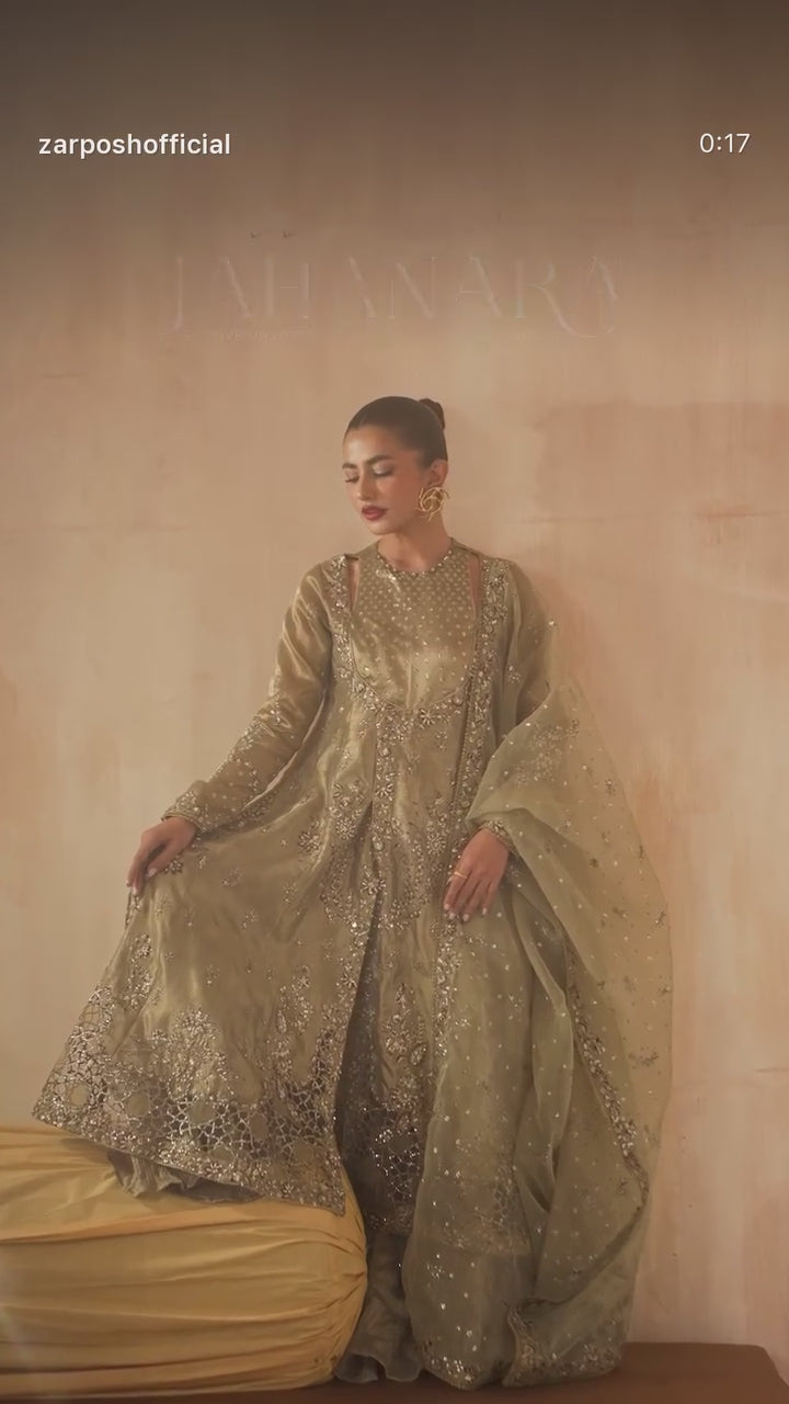 Areezah – Zarposh | Indian Tissue Hand-Embroidered Formal 3-Piece Suit