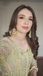Lumena | Aylin – Pale Yellow Hand-Embellished Organza Gharara Set with Chiffon Dupatta