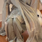 Sage & Pink – Silver Embroidered 3-Piece Suit | Blush Pink & Pista Green