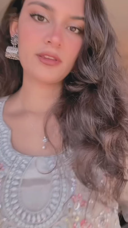 Moonlit Elegance – Handworked Pearl & Embroidered Dupatta Suit