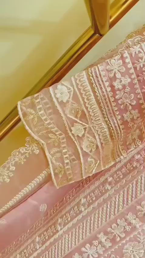 Tea Pink Embroidered Chiffon