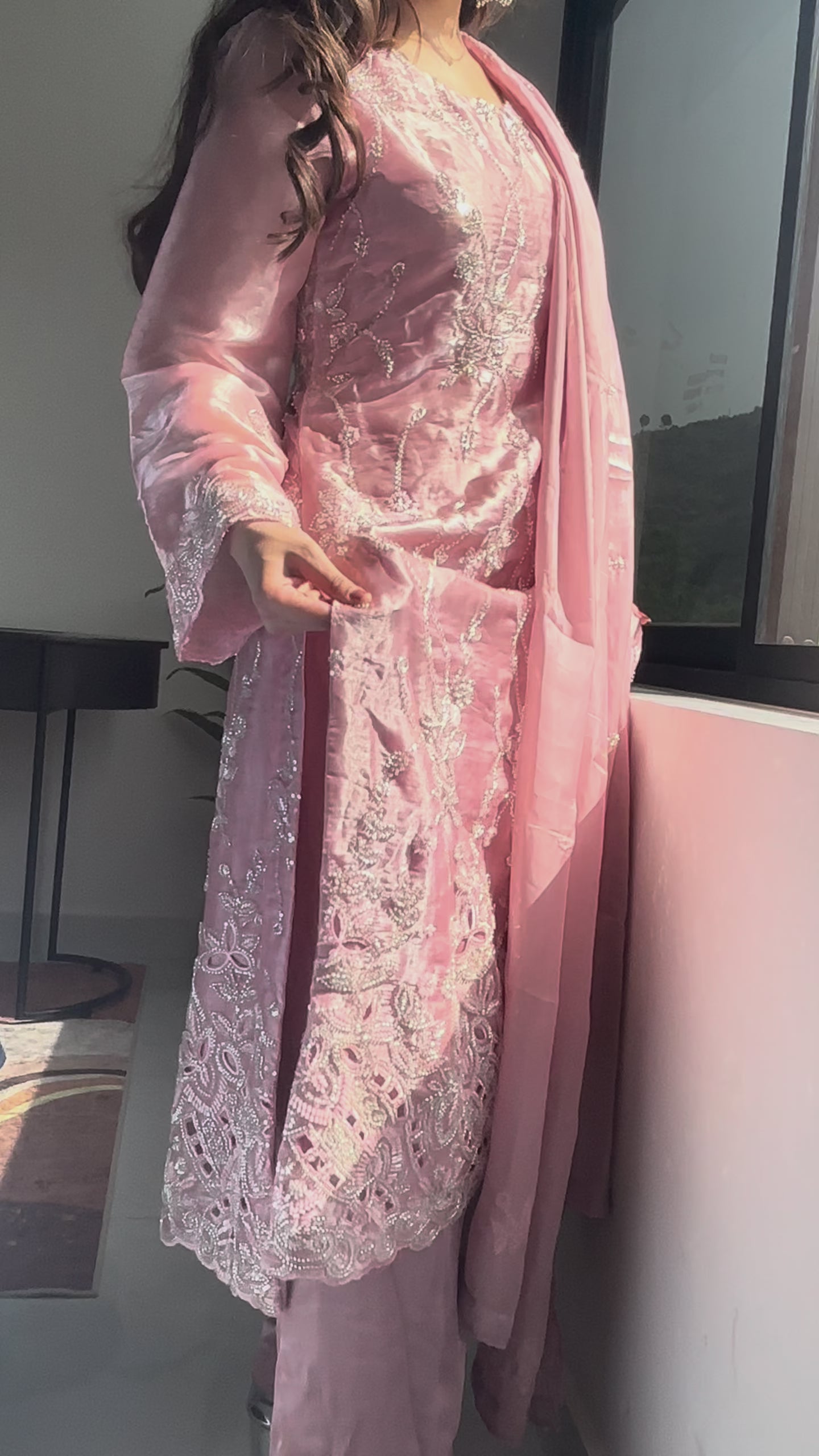 Blush Silver Embroidered 3 Piece Suit