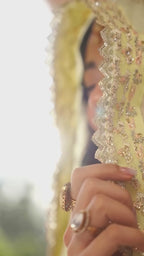 Lumena | Aylin – Pale Yellow Hand-Embellished Organza Gharara Set with Chiffon Dupatta