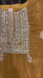Dil Araa – Lime Yellow Hand-Embroidered Short Shirt with Raw Silk Sharara & Organza Dupatta