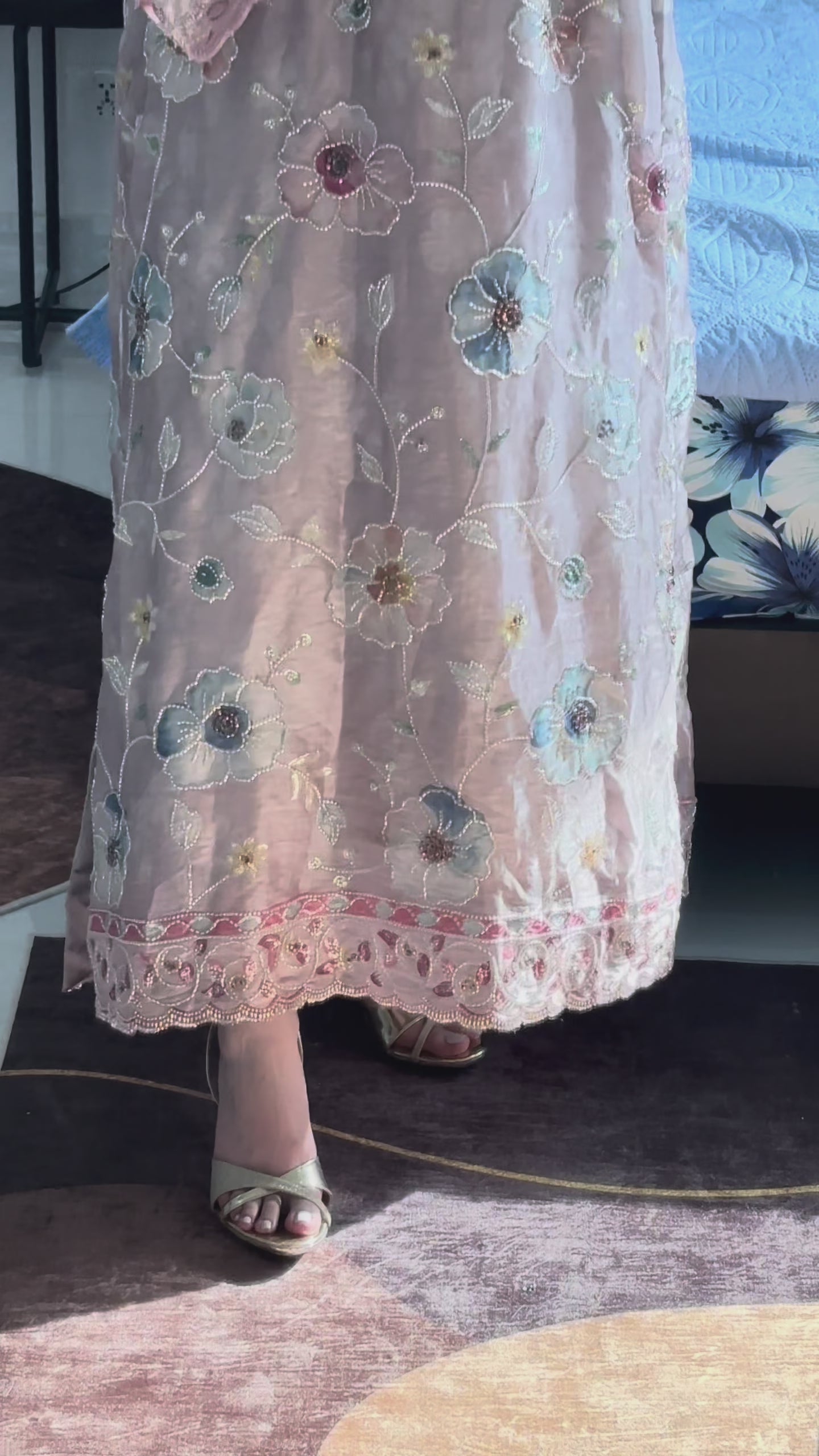 Pastel Bloom Embroidered Kaftan
