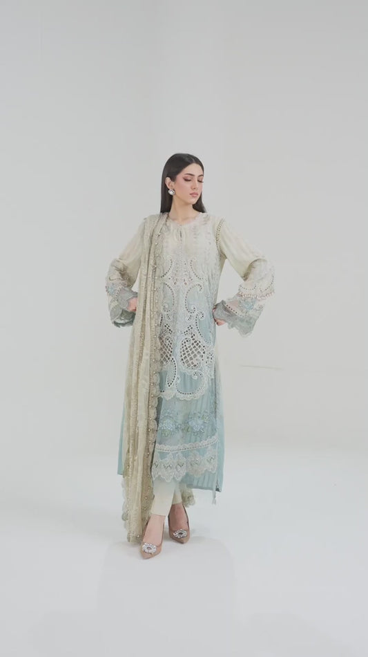Maria B| 3 Piece Unstitched Embroidered Dobby Lawn Suit | D-2515-B